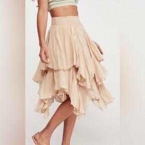 Free People Tiered Midi Western Skirt